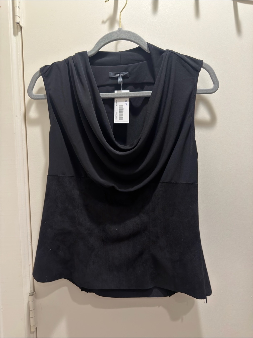 DREW Black Cowl Neck Sleeveless Mixed-Media top medium new